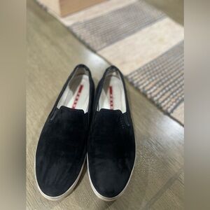 PRADA Black Suede Slip-on Shoes/Sneakers W SZ 38